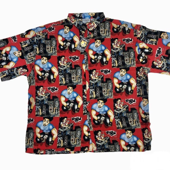 Vintage NWT Y2K Up Roc NYC Subway Graffiti Hip Hop Men's Short Sleeve Shirt 3XL - Picture 1 of 7
